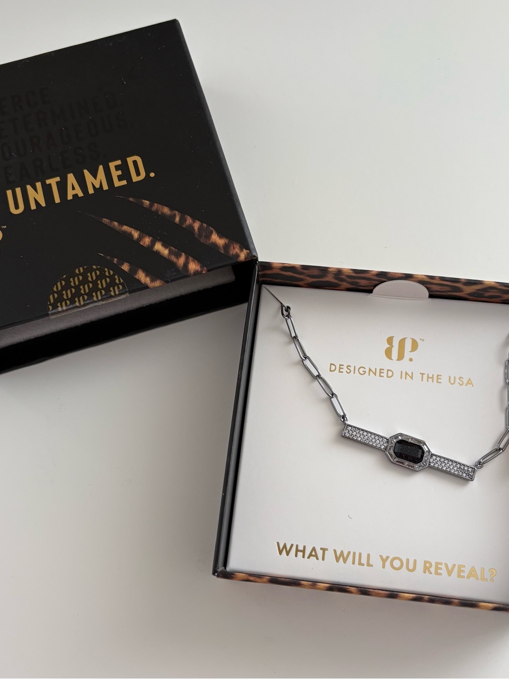 Bomb Party Untamed Edge Aligned Necklace NK51503 Onyx Sandstone Hematite Plating